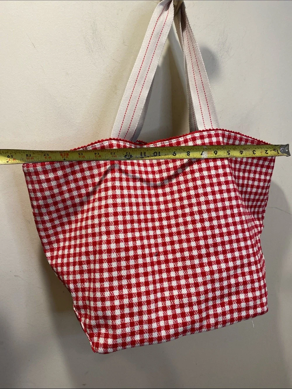 Universal Threads Reversable Red Gingham Canvas  Tote Bag  NWT